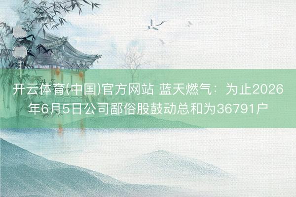 开云体育(中国)官方网站 蓝天燃气:为止2026年6月5日公司鄙俗股鼓动总和为36791户