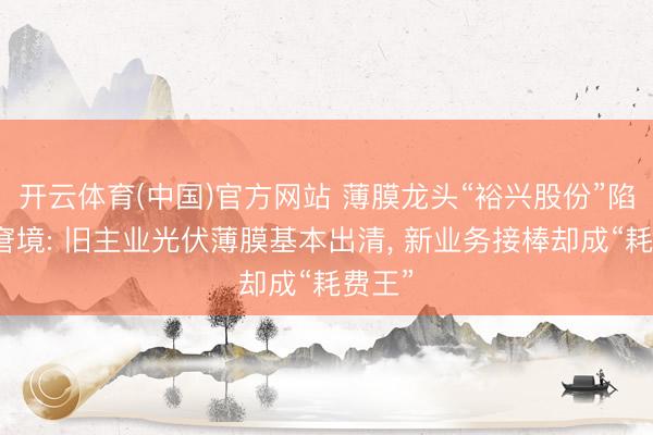 开云体育(中国)官方网站 薄膜龙头“裕兴股份”陷转型窘境: 旧主业光伏薄膜基本出清, 新业务接棒却成“耗费王”
